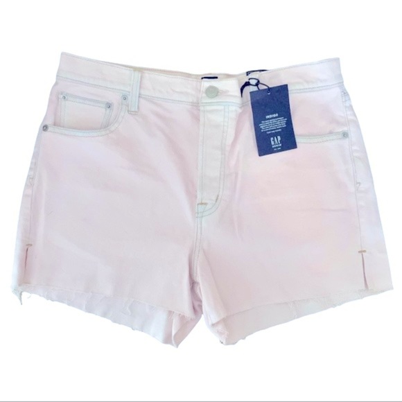 Gap Indigo High Rise Raw Hem Spring Pink Shorts Size 30 NWT - Picture 1 of 12